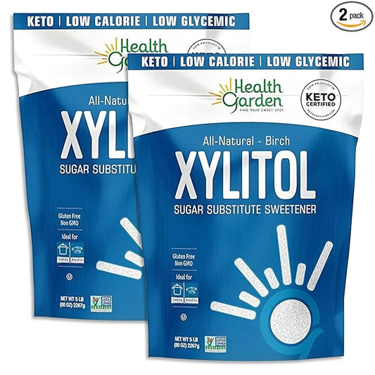 Health Garden Birch Xylitol Sweetener - 5 LB - 2 Pack - Pure Birch Xylitol - Non GMO, Kosher, and