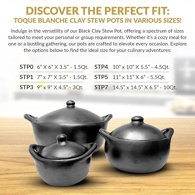 Authentic La Chamba Stewpot-Elegant, All-Natural Black Clay Dutch Oven for Braising, Baking