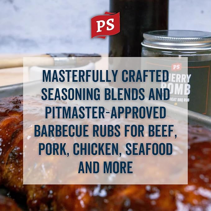 PS Seasoning Cherry Bomb Dry Rub - Sweet Heat BBQ Seasonings and Rubs for Smoking, Grilling, Baking