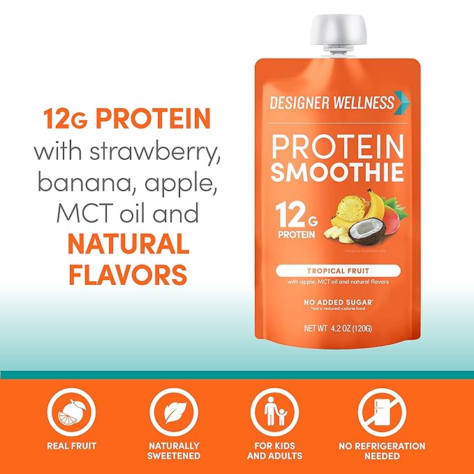 Designer Wellness Protein Smoothie, Real Fruit, 12g Protein, Low Carb, Zero Added Sugar