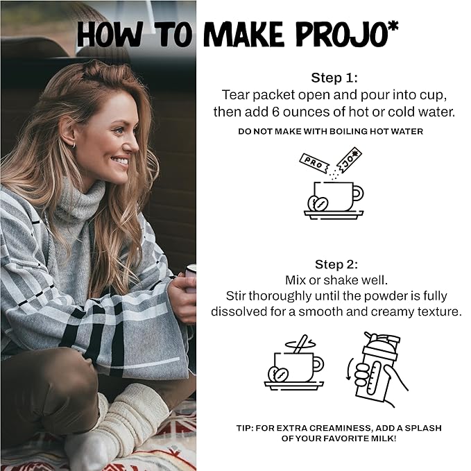 Projo* Power Coffee – Instant Coffee with 11g Protein – Grass-Fed Hydrolyzed Bovine Collagen &