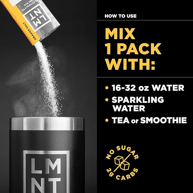 Drink LMNT Zero Sugar Electrolytes - Orange Salt | Drink Mix | 30-Count