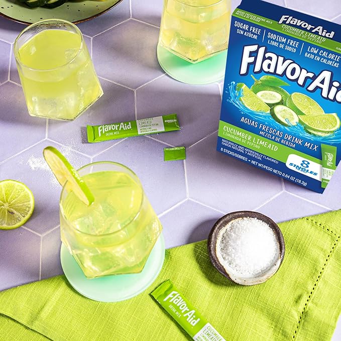 Flavor Aid Singles To Go Powder Packets, Water Drink Mix, Watertok Cucumber Lime, 96 Servings, 8