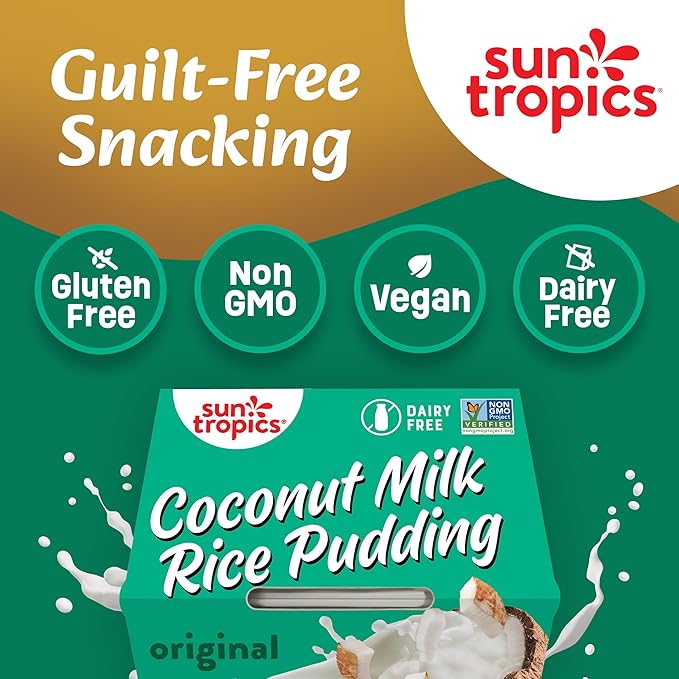 Sun Tropics Coconut Milk Rice Pudding Snack, Original, Gluten Free, Dairy Free, Vegan, Low Sugar