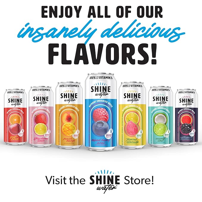 ShineWater Vitamin D Hydration Electrolyte Drink - Flavored water with electrolytes, Sugar-Free
