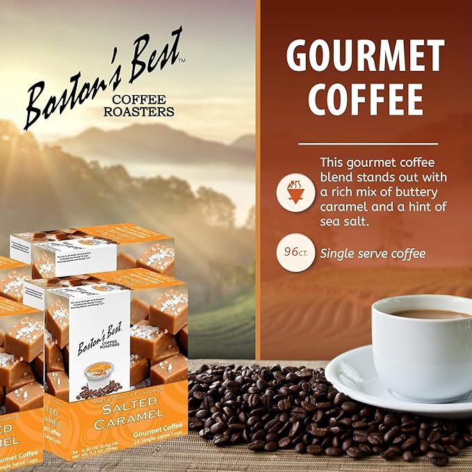 Boston’s Best - Salted Caramel Flavored Delicious Gourmet Coffee Compatible with Keurig Coffee