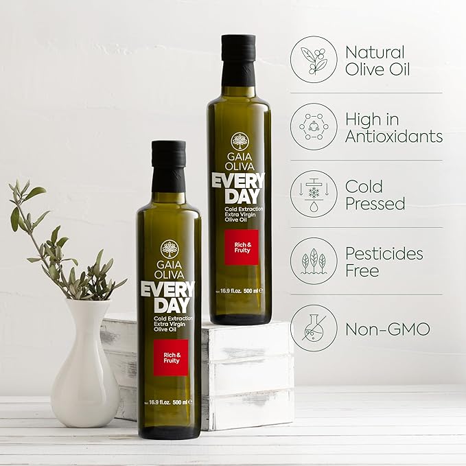 Gaia Oliva Everyday Extra Virgin Olive Oil ??Cold Pressed, Unrefined, Single Estate, Trilye Olives