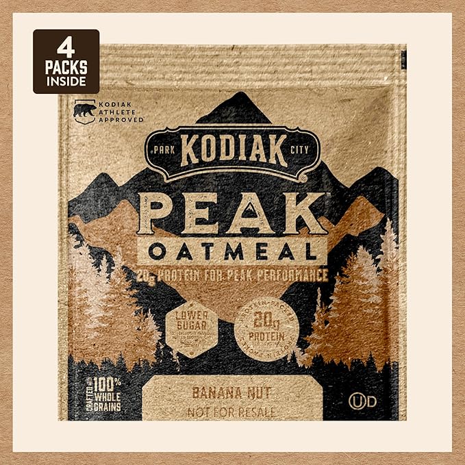 Kodiak Cakes Peak Instant Oatmeal Packets, Banana Nut, High Protein,100% Whole Grains, 6 box with 4