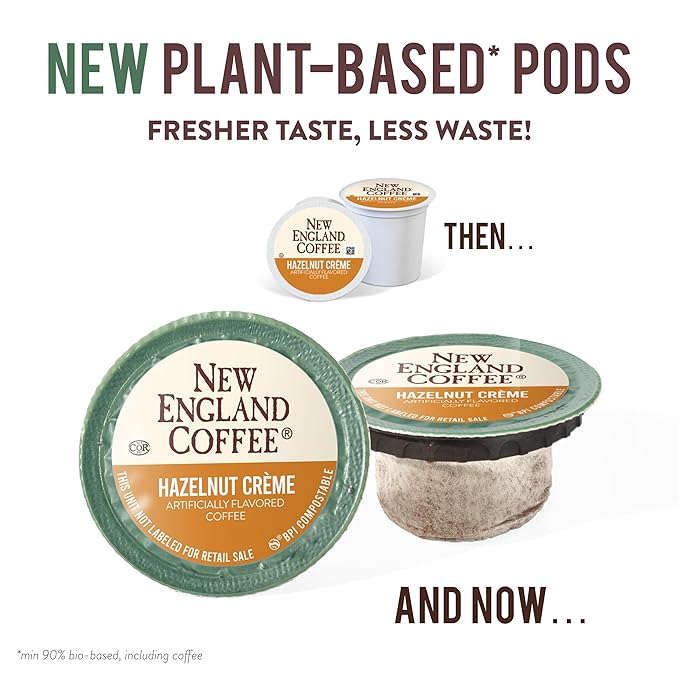 New England Coffee Hazelnut Crème Medium Roast Single Serve Pods, 12ct Box (Pack of 6)