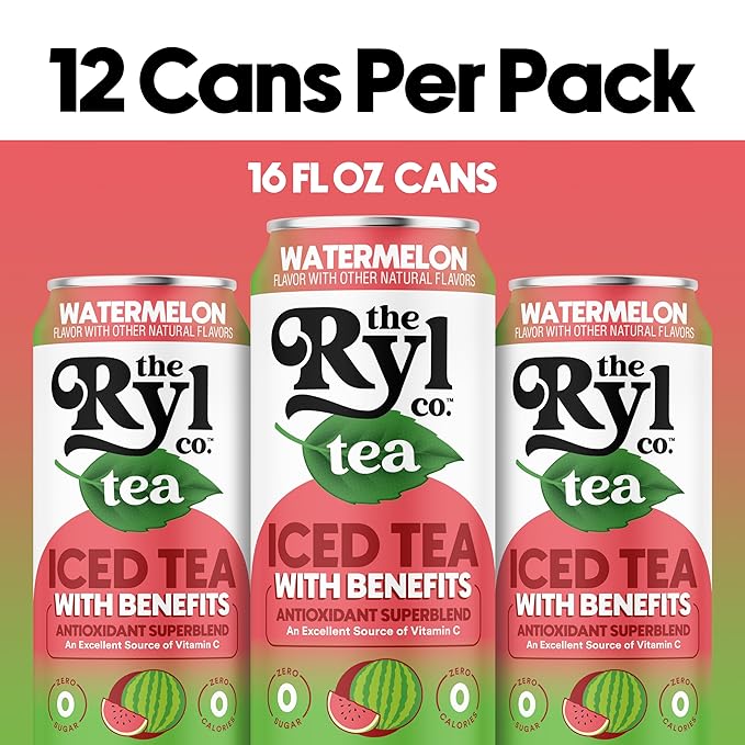 Ryl Iced Tea, Watermelon, Antioxidant Superblend, Zero Sugar, Low Carb, Zero Calorie Iced Tea, 16.0