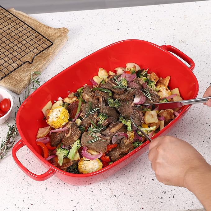 6 Quart Large Rectangular Baking Dish, 16x11 Inches Ceramic Baking Pan Casserole Dish for