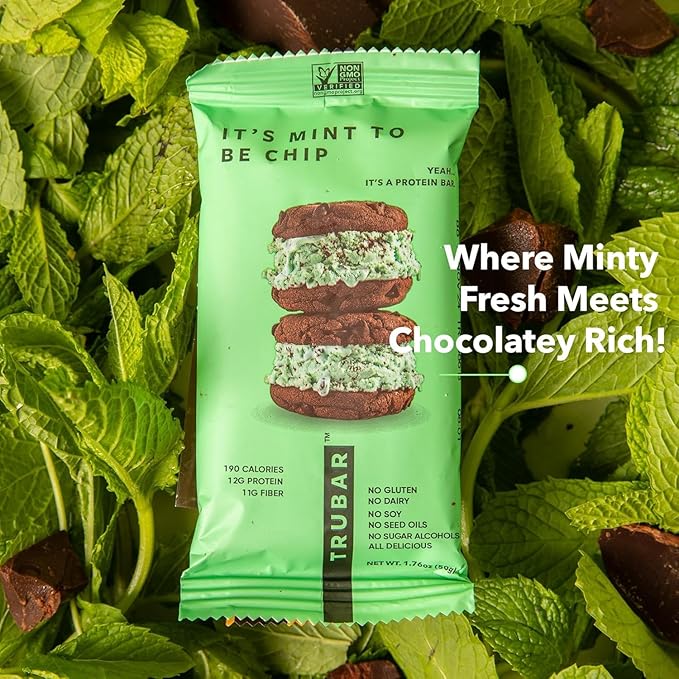 TRUBAR Vegan Protein Bar, It???Mint to Be Chip, Gluten Free, Plant Based High Fiber, Dairy Free