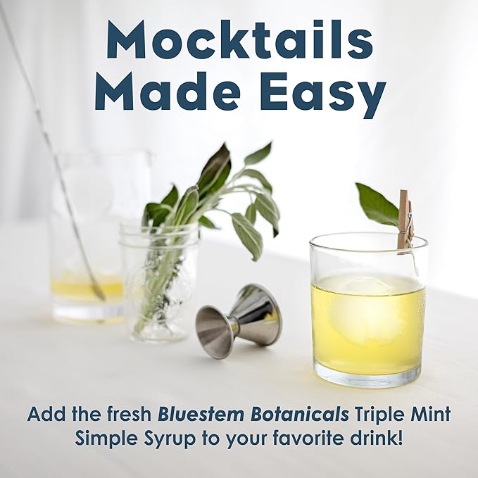 Bluestem Botanicals Organic Triple Mint Simple Syrup, 8 oz, Cocktail and Mocktail Mixer for Drinks