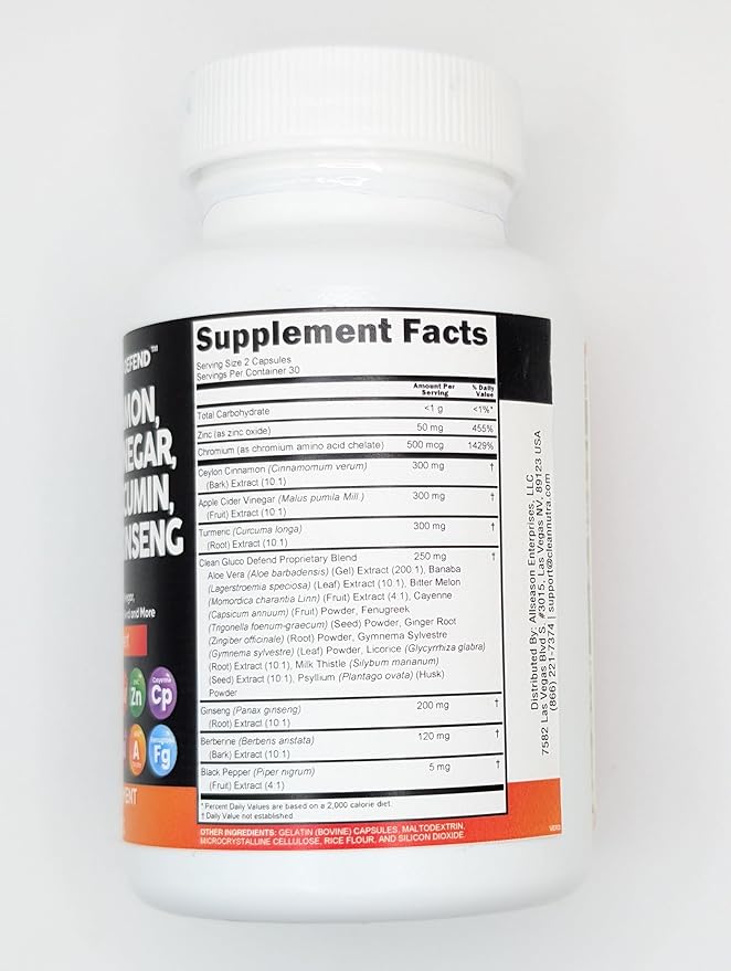 Clean Nutraceuticals Ceylon Cinnamon Turmeric Apple Cider Vinegar Ginseng Berberine Plus Bitter