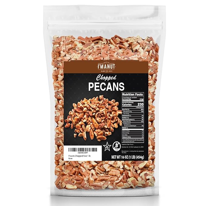 Premium Raw Chopped Pecans 16oz (1 lb)| American-Grown, Non-GMO | Batch Tested Gluten & Peanut Free