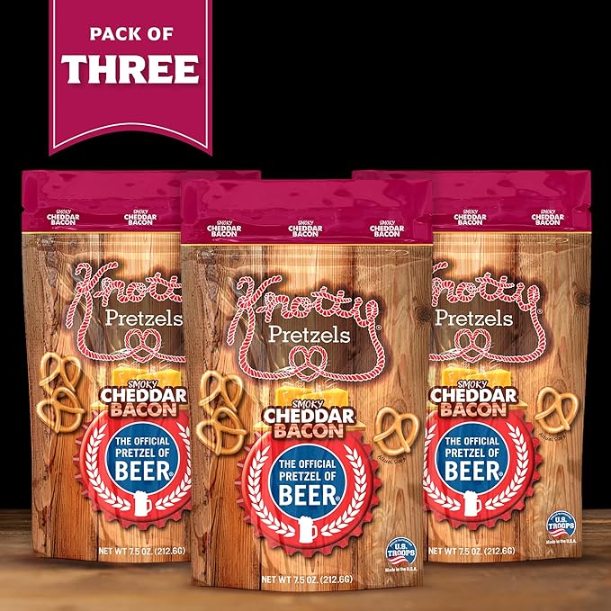 Knotty Pretzels - "The Official Pretzel of Beer" 7.5 Ounce Individual Seasoned Pretzel in