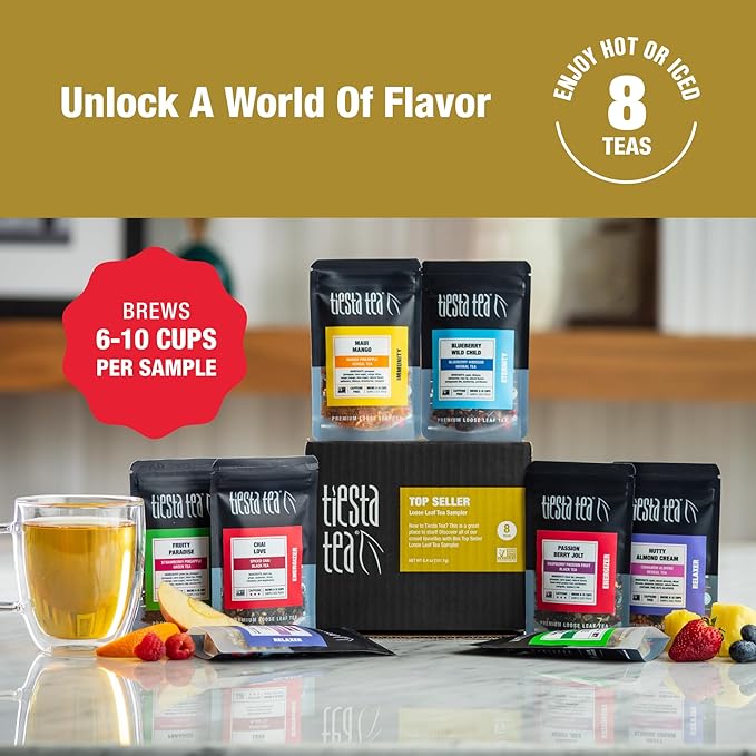 Tiesta Tea - Favorites Starter Sampler Dry Flight Set, Loose Leaf, High to No Caffeine, Makes Hot &