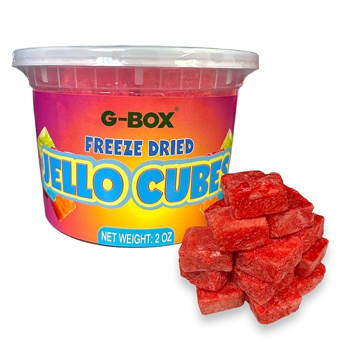 G-Box Freeze-Dried Strawberry Jello Cubes - 2 oz | USA-Made Freeze Dried Strawberries |