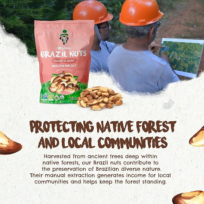 FLORESTA EM PÉ - The True Organic Premium Brazil Nuts (7oz) Roasted & Himalayan Salt | Kosher |