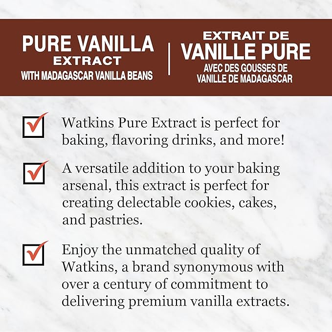 Watkins Pure Vanilla Extract, with Madagascar Vanilla Beans, Non-GMO, Kosher, 2 oz. Bottle, 1-Pack