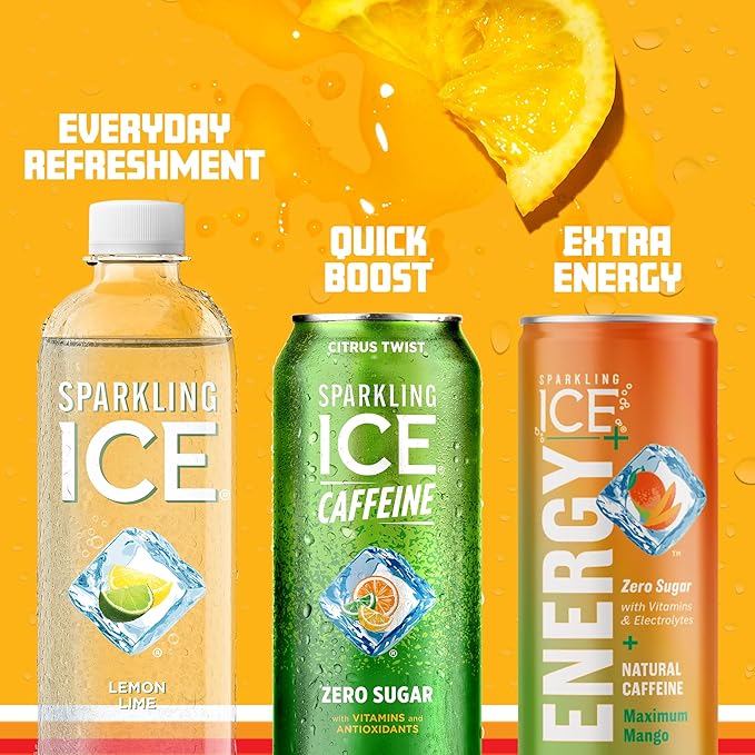 Sparkling Ice Caffeine Citrus Twist Sparkling Water with Caffeine, Zero Sugar, with Antioxidants