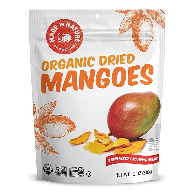 Made In Nature Organic Dried Mangoes, 12 Ounce (Pack of 1) ??Vegan Snack, Non-GMO, Unsulfured
