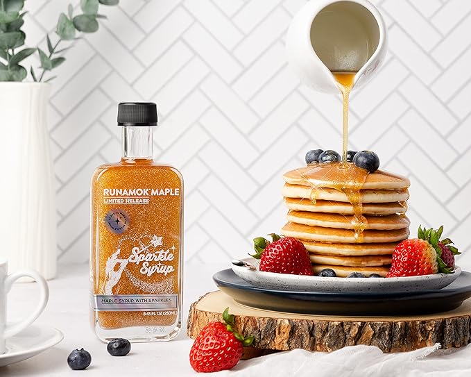 Runamok Sparkle Syrup - Maple Syrup Infused with Edible Sparkles, Perfect Pancake Syrup, Fun