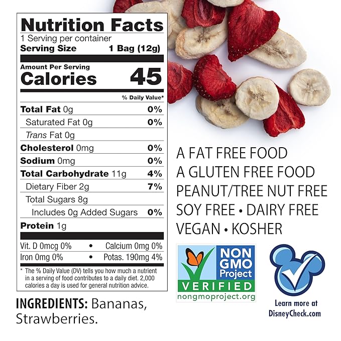Brothers All Natural Disney Freeze Dried Fruit Crisps, Banana Strawberry, 0.42 Oz (Pack of 12)