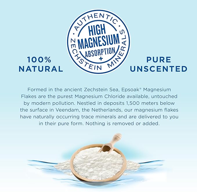 Epsoak Naturals Collection Magnesium Flakes for Foot Spa & Relaxing Bath, 4 lb, 100% Natural &