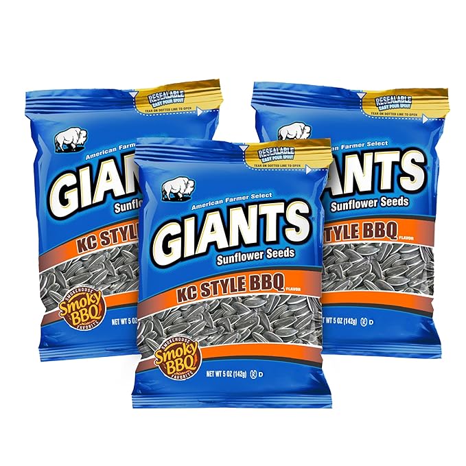 GIANTS KC Style BBQ Sunflower Seeds - Sunflower Seeds Bulk, Roasted Sunflower Seeds to Eat, BBQ