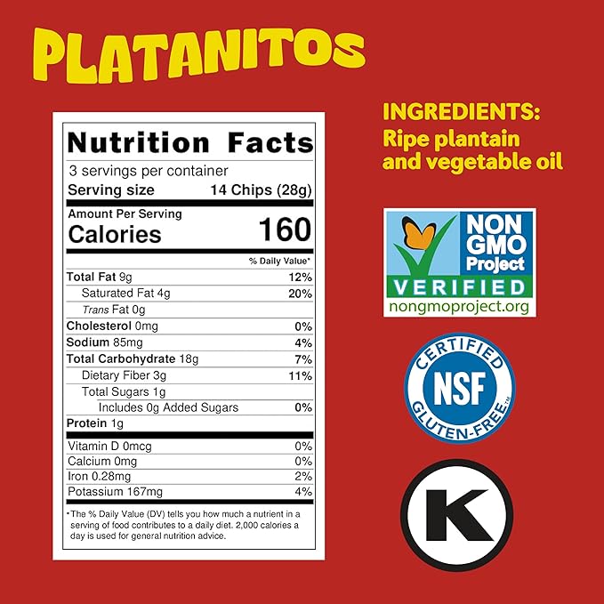 Mayté Plantain Chips – Lemon, 30 Individual Packs (3oz Each) – Non-GMO, Gluten-Free, Kosher