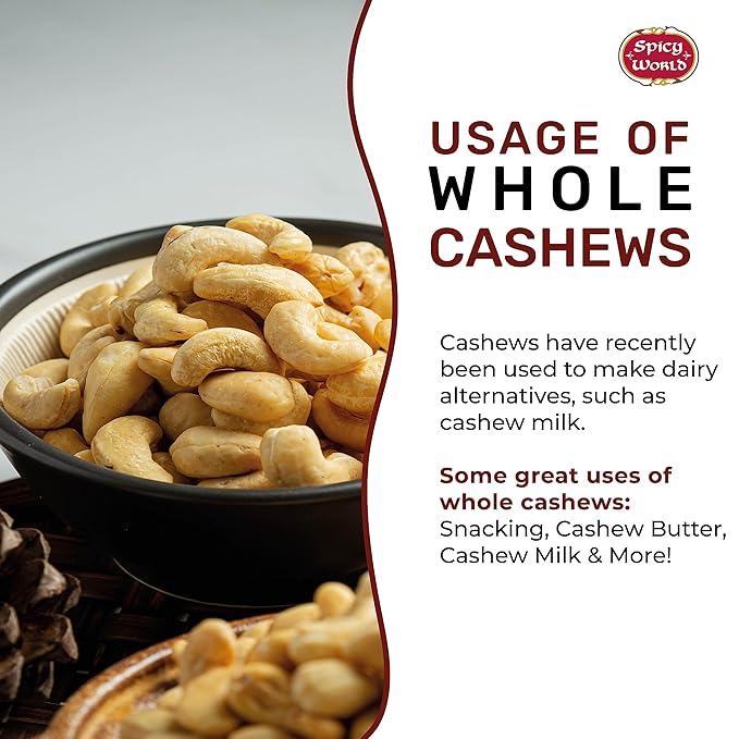 Spicy World Raw Cashews 5 LB (80oz) Bulk - Non-GMO, Gluten Free, Peanut Free, No Additives