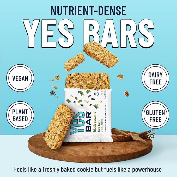 YES Bar ??Black Sesame Sea Salt ??Plant Based Protein, Decadent Snack Bar ??Vegan, Paleo, Gluten