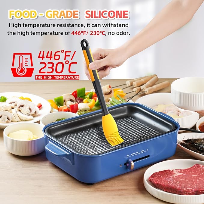Extra Long Silicone Pastry Brush+Spatula - Heat Resistant, for Baking, Scraping, Mixing, BBQ