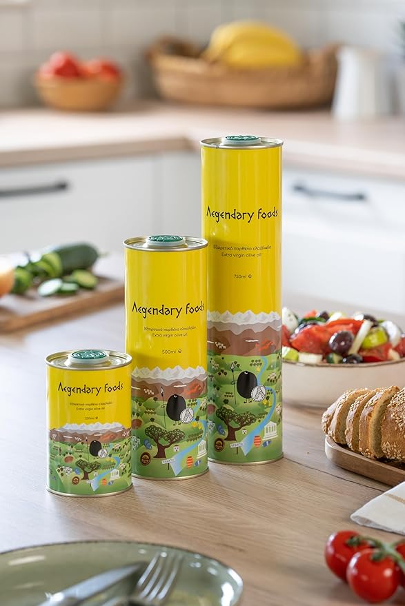 Extra Virgin Olive Oil Tin, Great Taste Cold Pressed, Fruity Flavor, Polyphenol Rich Olive Oil from
