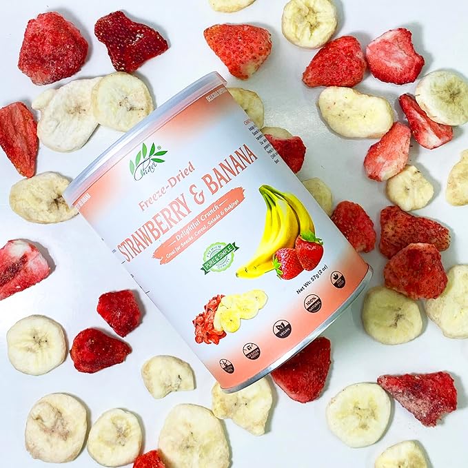 CHAVI Freeze-Dried Strawberry Banana - Pack of 2 x 2 oz - Healthy 1 Ingredient Superfood - No Added