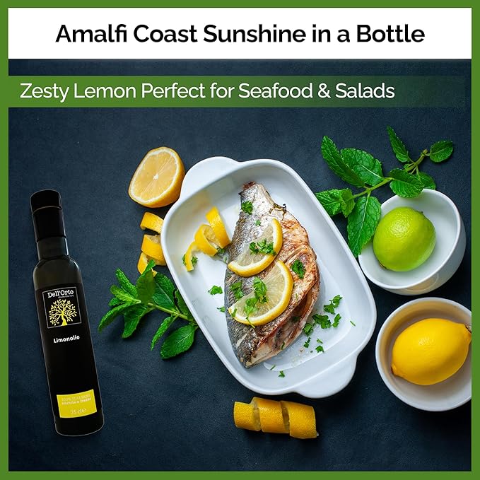Dell'Orto Limonolio Lemon Olive Oil Extra Virgin (250ml) | Amalfi Coast Lemons, Cold Pressed