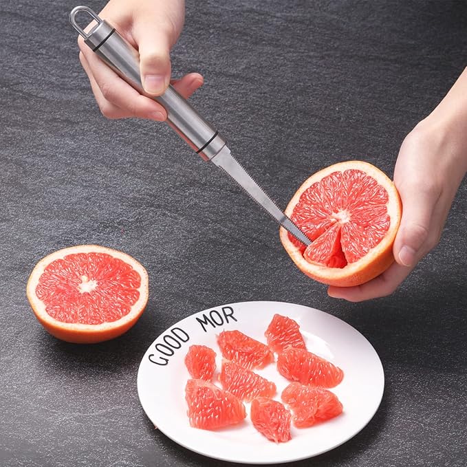 Grapefruit Knives 2 Pack, Stainless Steel Grapefruit Utensil Knife, Serrated Edge & Thick Gauge