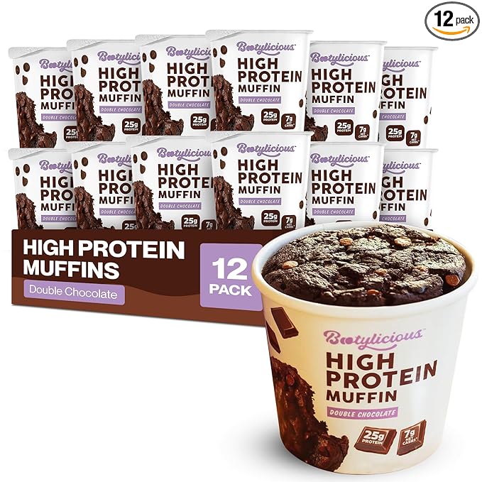 Bootylicious | High-Protein Muffin | 25g Protein, 7g Net Carbs, 2.32-2.75oz Cup, 12-Pack (Double