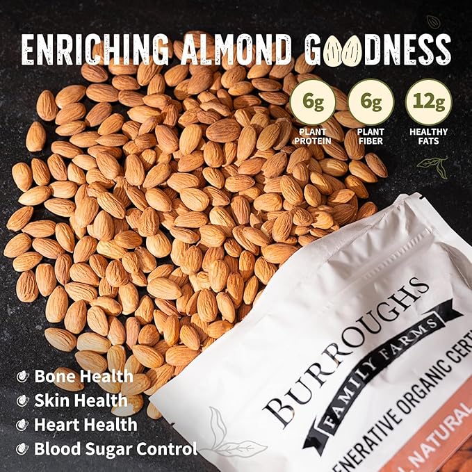Burroughs Family Farms 3 lb USDA Organic Raw Almonds – First Regenerative Organic Certified Farm