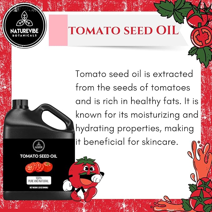 Naturevibe Botanicals Tomato Oil 32 Ounces | 100% Pure and Natural | Great for Skin Care and Hair