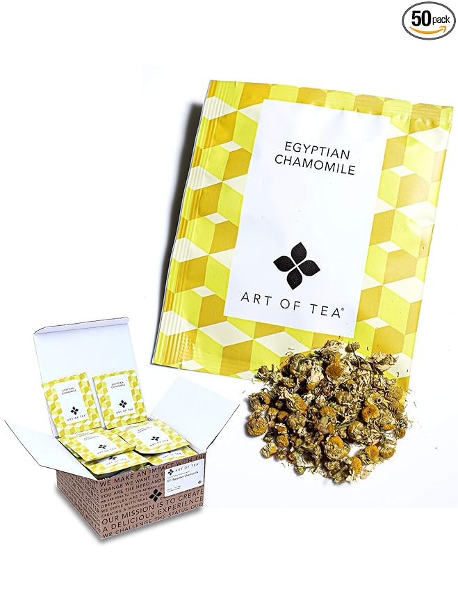 Art of Tea | Organic Egyptian Chamomile Tea Bags - Caffeine Free Herbal Tea | 50 Eco Friendly
