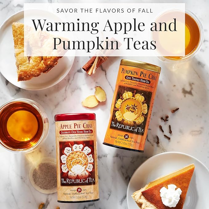The Republic of Tea ??Pumpkin Pie Chai Herbal Tea Tin, 36 Naturally Caffeine-Free Tea Bags