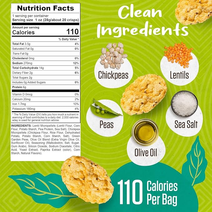 PeaKaPop Veggie Chips ??Plant-Based, Healthy Veggie Crisps with Pea, Lentil & Chickpea Protein