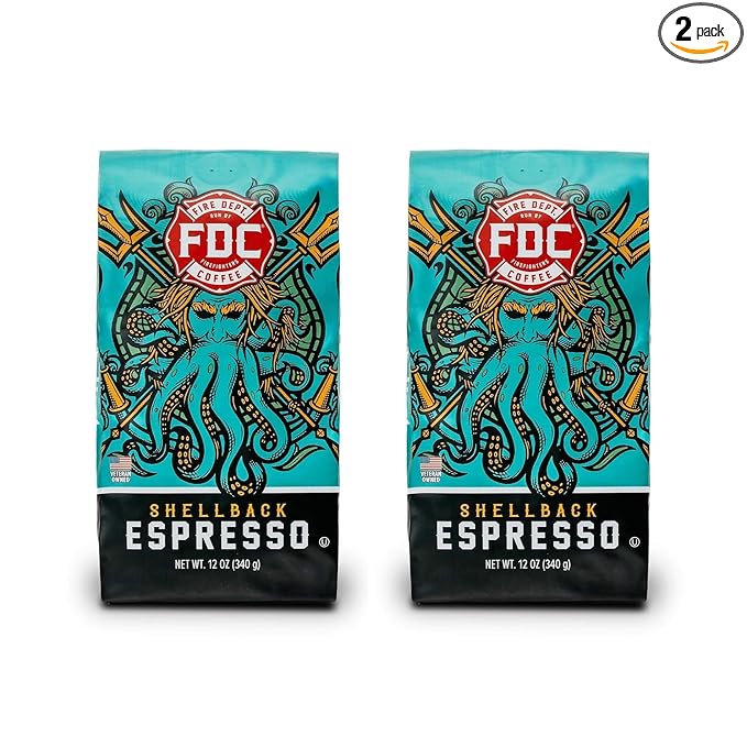Fire Department Coffee - Gives Back to Firefighters - Shellback Espresso Ground Coffee - Bold &