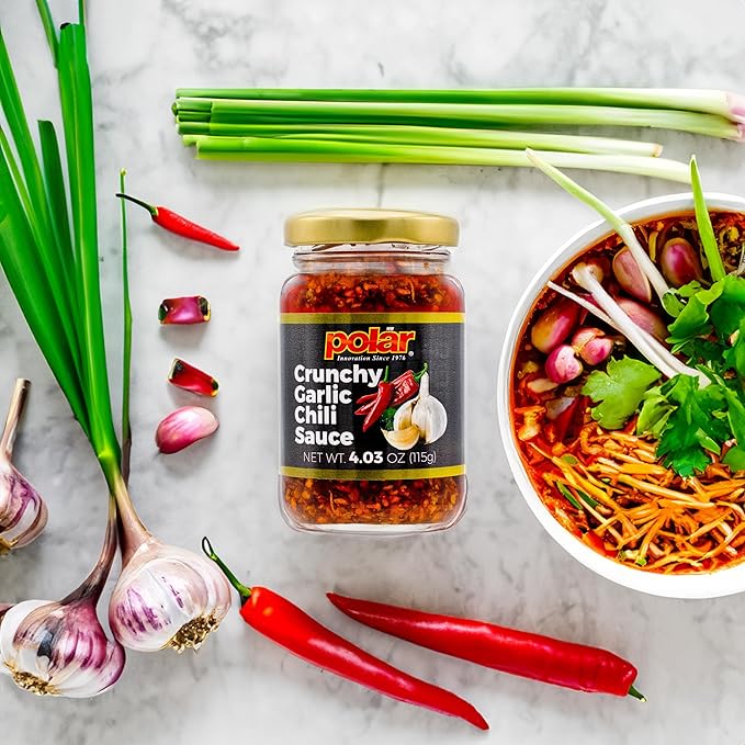 Polar Crunchy Garlic Chili Sauce 4.03oz (Pack of 1), Extra Crispy Chili Oil, Savory Umami Topping