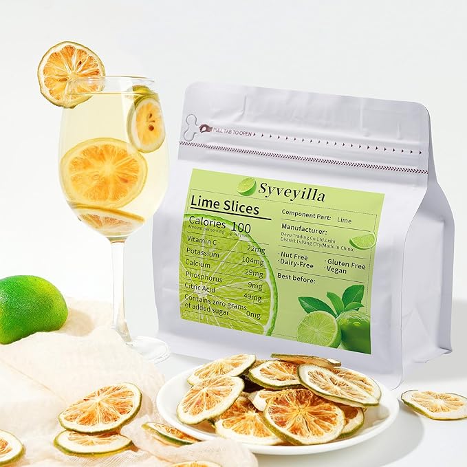 Dried Lime Slices,Dehydrated Lime Slices 8.82oz/250g Perfect for Cocktails,Fruit Tea, Garland