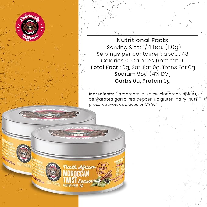 Sauce Goddess - Moroccan Twist Fresh Spice Blend - Vegan, Gluten-Free, No Sugar, Low Sodium