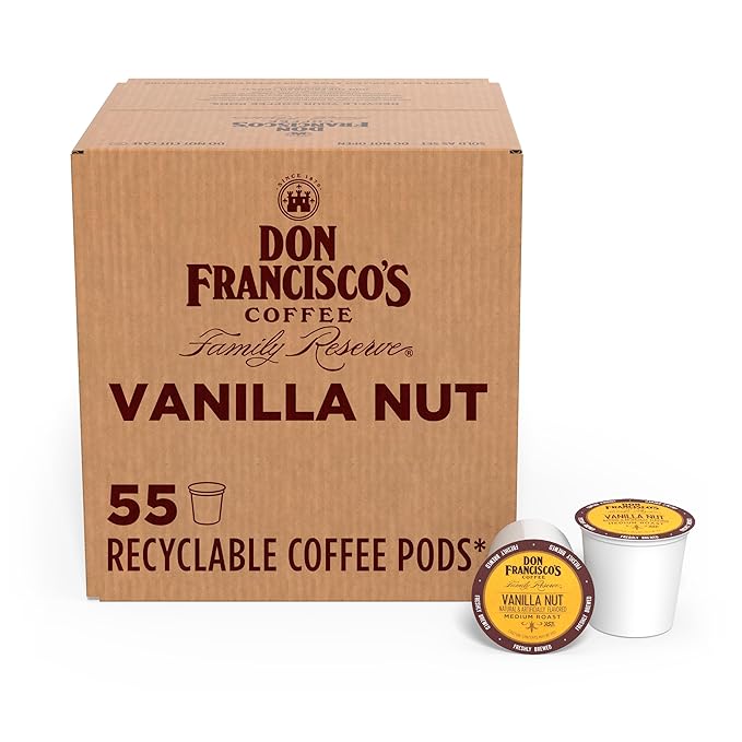 Don Francisco's Vanilla Nut Flavored Coffee - 55 K-Cup Compatible Single-Serve Pods - 100% Arabica