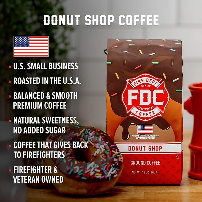 Fire Department Coffee - Gives Back to Firefighters - Sweet & Smooth Donut Shop Coffee Beans